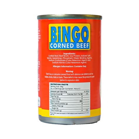 Calories in Corned Beef by Bingo and N.